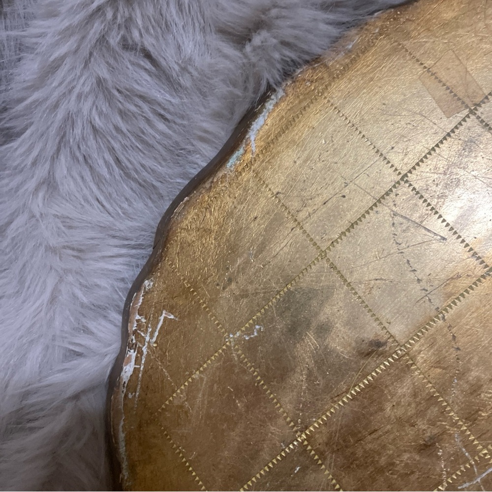 Gold Decorative Scalloped Florentine Wood Tray - Picture 9 of 11